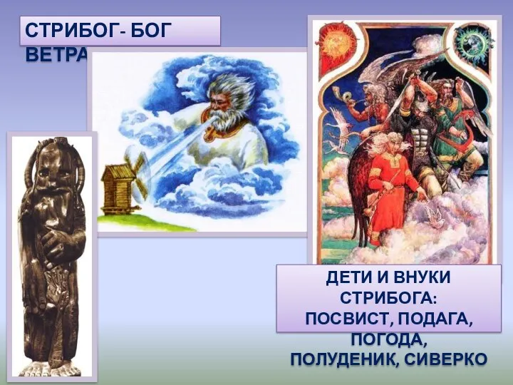 СТРИБОГ- БОГ ВЕТРА ДЕТИ И ВНУКИ СТРИБОГА: ПОСВИСТ, ПОДАГА, ПОГОДА, ПОЛУДЕНИК, СИВЕРКО