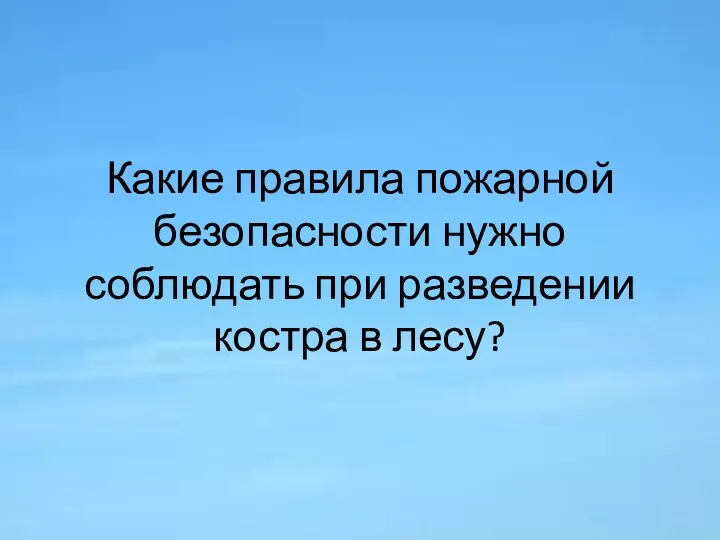 Какие правила пожарной безопасности нужно соблюдать при разведении костра в лесу?