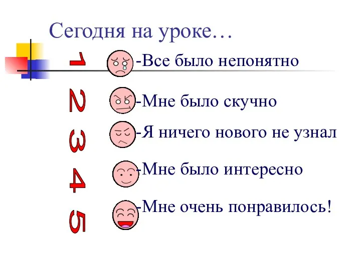 Сегодня на уроке… Все было непонятно Мне было скучно Я