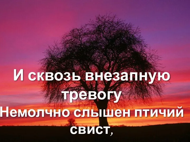 И сквозь внезапную тревогу Немолчно слышен птичий свист,