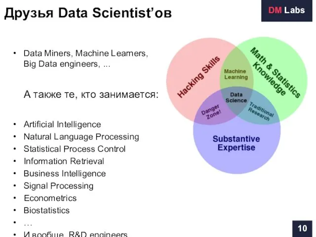 Друзья Data Scientist’ов Data Miners, Machine Learners, Big Data engineers, ... А также