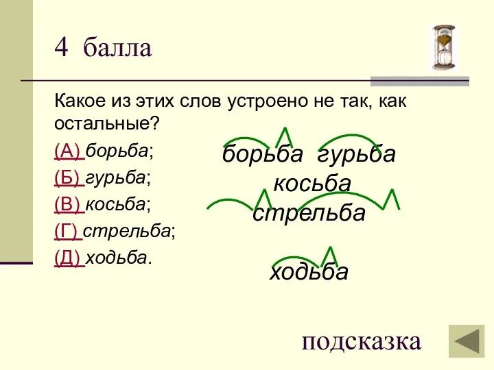 4 балла Какое из этих слов устроено не так, как