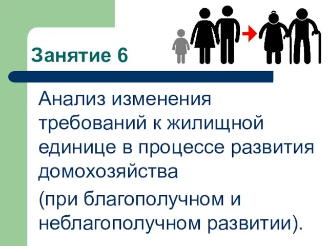 Занятие 6 Анализ изменения требований к жилищной единице в процессе развития домохозяйства (при