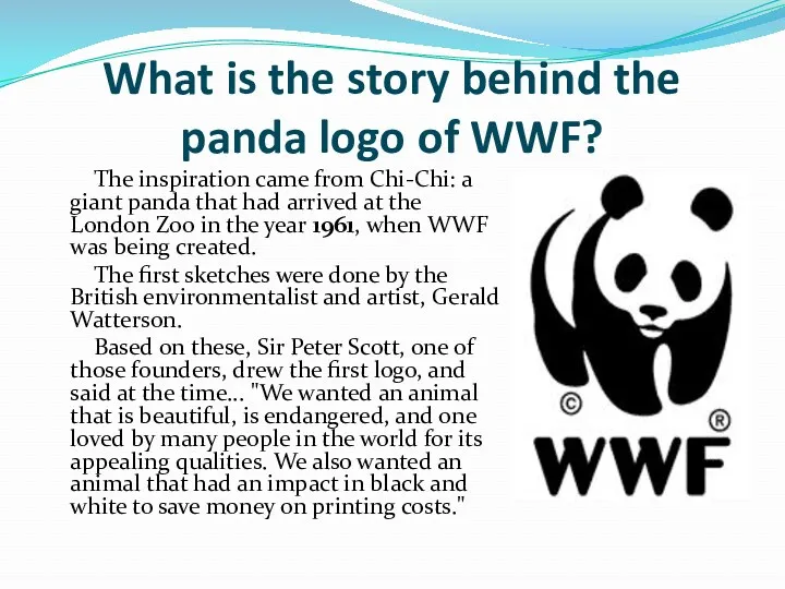 What is the story behind the panda logo of WWF?