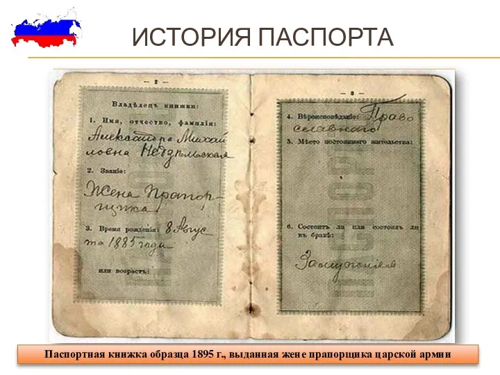 История паспорта С конца XIX в. до 1917 г. паспортная