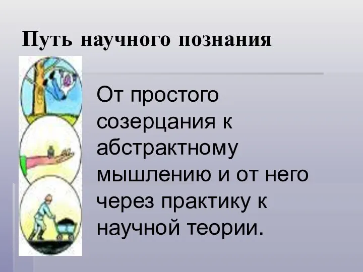 Путь научного познания От простого созерцания к абстрактному мышлению и