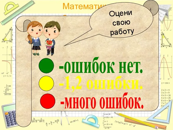 Оцени свою работу -ошибок нет. -1,2 ошибки. -много ошибок.