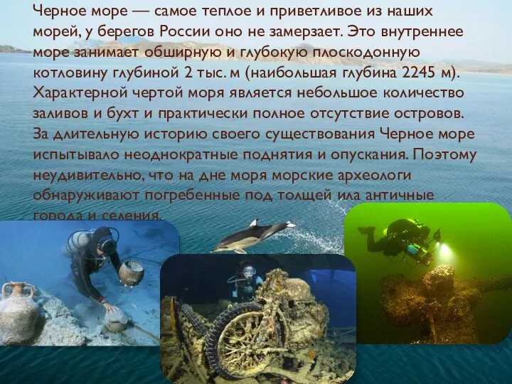 Черное море — самое теплое и приветливое из наших морей, у берегов России
