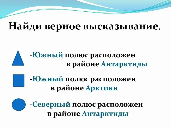 -Южный полюс расположен в районе Антарктиды -Южный полюс расположен в