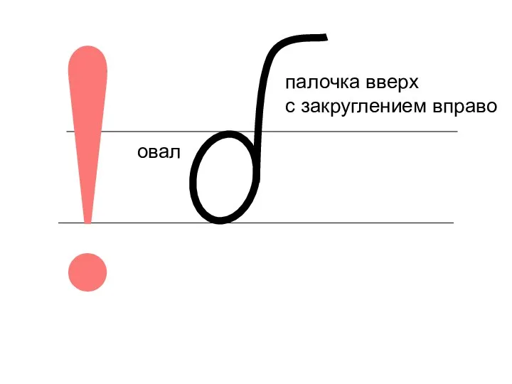 палочка вверх с закруглением вправо овал !