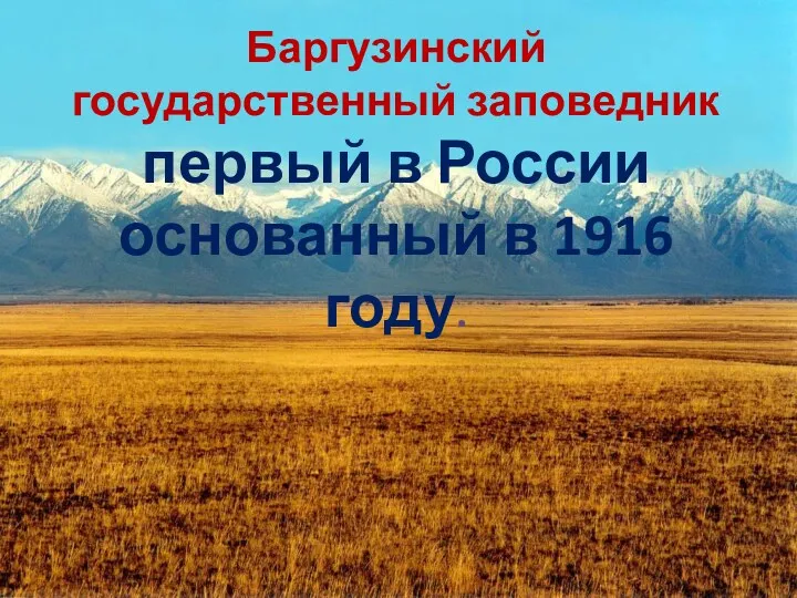 Баргузинский государственный заповедник первый в России основанный в 1916 году.