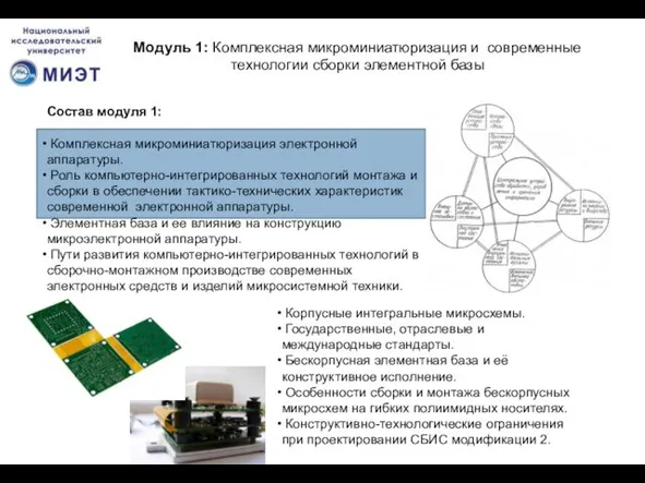 Состав модуля 1: Комплексная микроминиатюризация электронной аппаратуры. Роль компьютерно-интегрированных технологий
