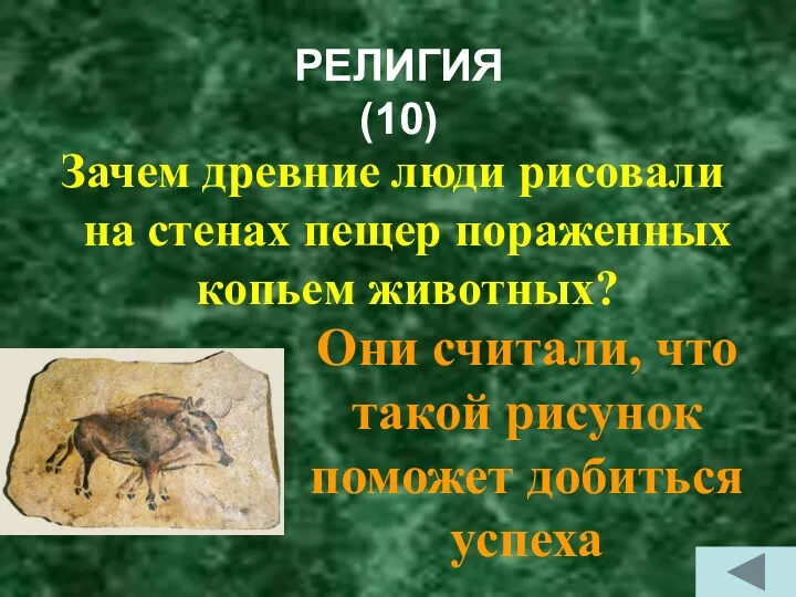 РЕЛИГИЯ (10) Зачем древние люди рисовали на стенах пещер пораженных копьем животных? Они