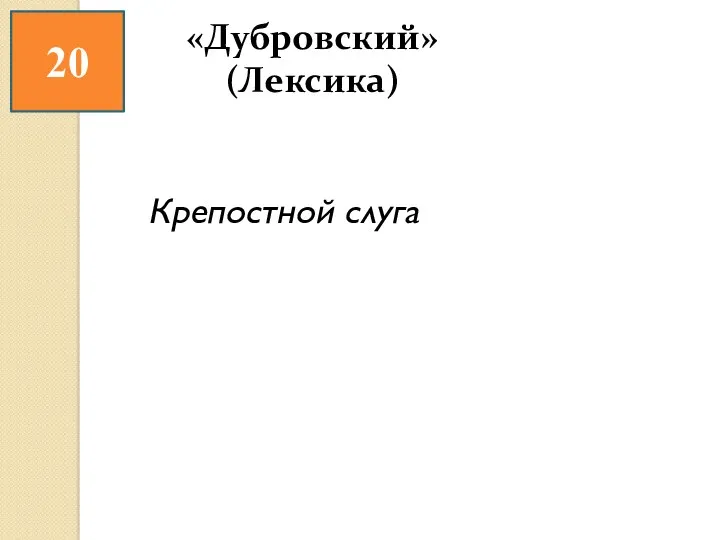 20 Крепостной слуга «Дубровский» (Лексика)