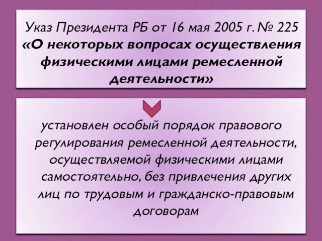 Указ Президента РБ от 16 мая 2005 г. № 225
