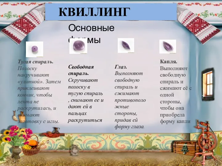 КВИЛЛИНГ Основные формы Капля. Выполняют свободную спираль и сжимают её