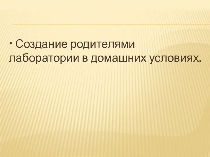 • Создание родителями лаборатории в домашних условиях.