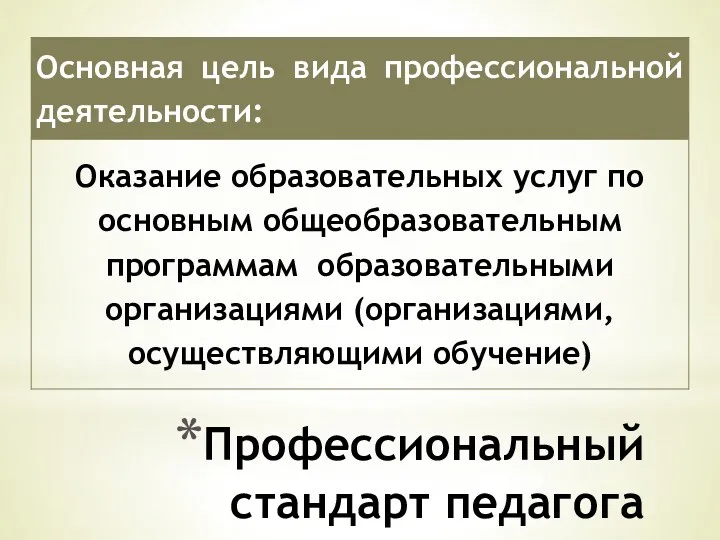 Профессиональный стандарт педагога