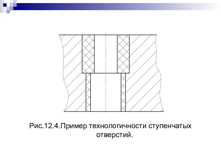 Рис.12.4.Пример технологичности ступенчатых отверстий.