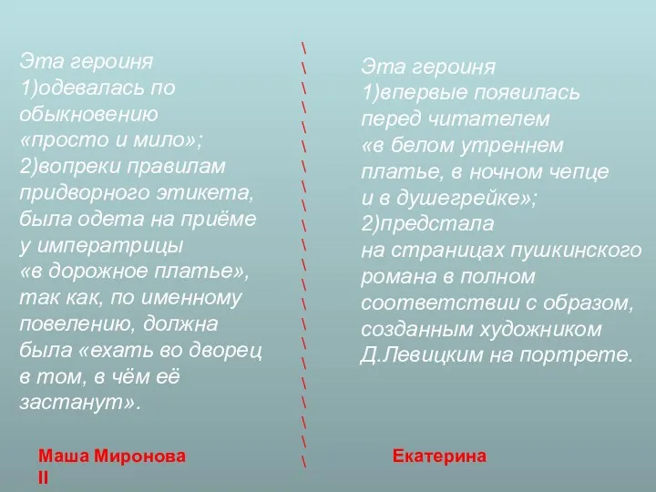 Эта героиня 1)одевалась по обыкновению «просто и мило»; 2)вопреки правилам