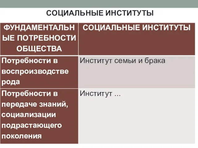 СОЦИАЛЬНЫЕ ИНСТИТУТЫ