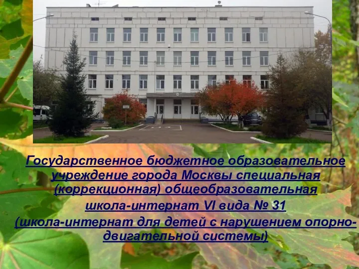 Государственное бюджетное образовательное учреждение города Москвы специальная(коррекционная) общеобразовательная школа-интернат VI