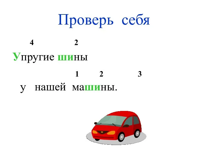 4 2 Упругие шины 1 2 3 у нашей машины. Проверь себя