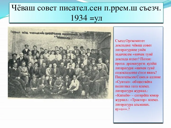 Чёваш совет писател.сен п.ррем.ш съезч. 1934 =ул Съезд Оргкомитет докладне: