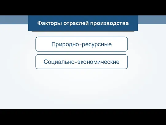 Факторы отраслей производства Природно-ресурсные Социально-экономические