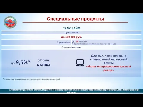 Специальные продукты Агентство по развитию системы гарантий и Микрокредитная компания