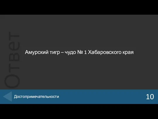 Амурский тигр – чудо № 1 Хабаровского края 10 Достопримечательности