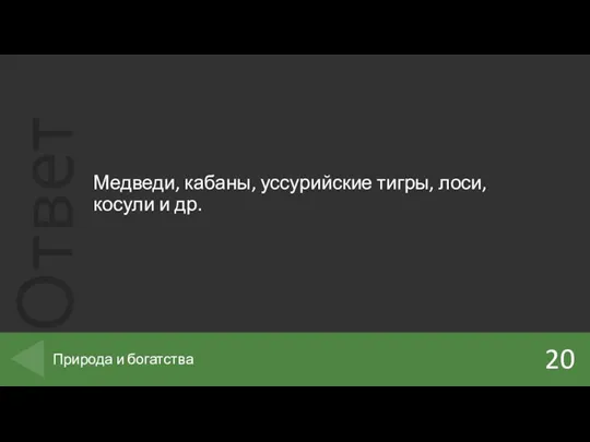 Медведи, кабаны, уссурийские тигры, лоси, косули и др. 20 Природа и богатства