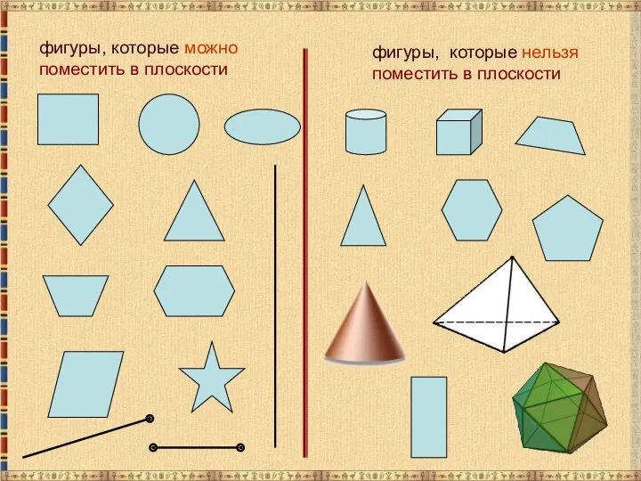 фигуры, которые можно поместить в плоскости фигуры, которые нельзя поместить в плоскости