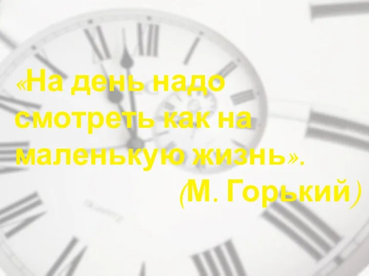 «На день надо смотреть как на маленькую жизнь». (М. Горький)