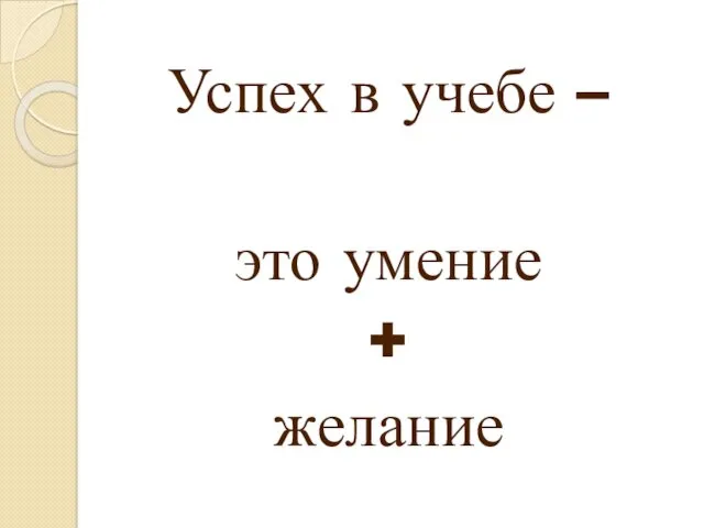 Успех в учебе – это умение + желание