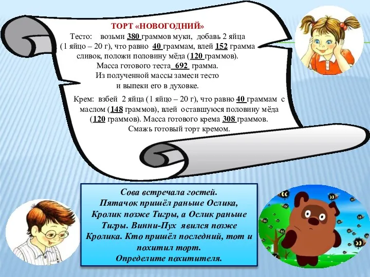 Сова встречала гостей. Пятачок пришёл раньше Ослика, Кролик позже Тигры,