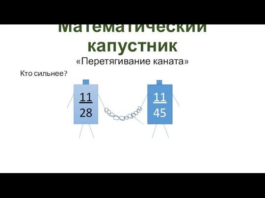 Математический капустник «Перетягивание каната» Кто сильнее? 11 28 11 45