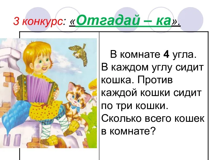 3 конкурс: «Отгадай – ка».