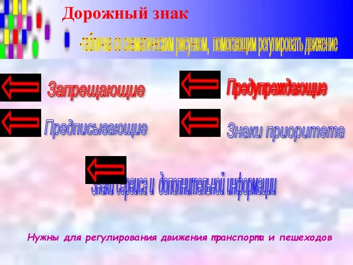 Дорожный знак Нужны для регулирования движения транспорта и пешеходов -табличка