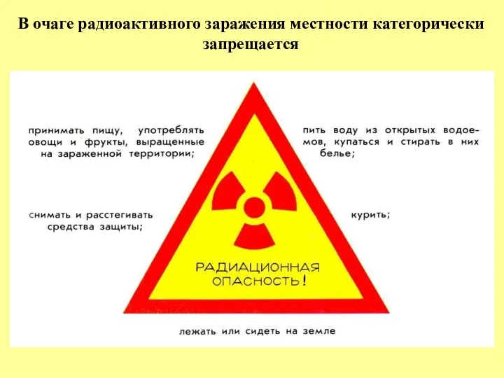 В очаге радиоактивного заражения местности категорически запрещается