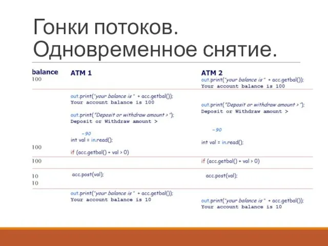 Гонки потоков. Одновременное снятие.