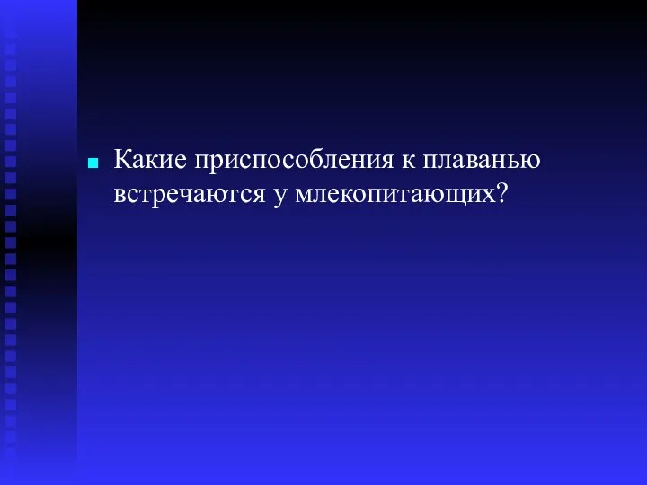 Какие приспособления к плаванью встречаются у млекопитающих?