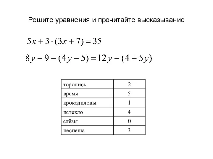 Решите уравнения и прочитайте высказывание