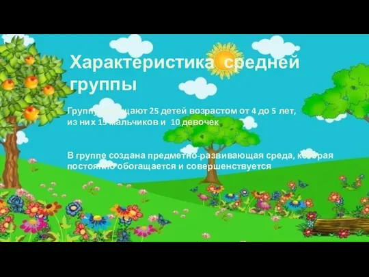 Группу посещают 25 детей возрастом от 4 до 5 лет,