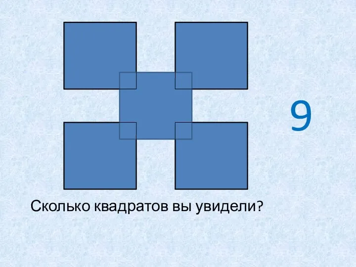 Сколько квадратов вы увидели? 9