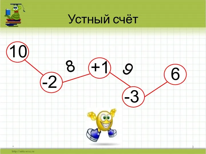 -2 Устный счёт * 10 +1 -3 8 9 6