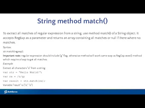 String method match() To extract all matches of regular expression