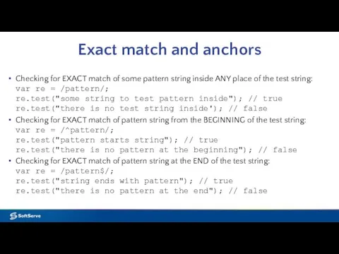 Exact match and anchors Checking for EXACT match of some