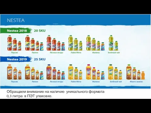 Обращаем внимание на наличие уникального формата 0,3 литра в ПЭТ упаковке.