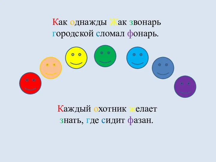 Как однажды Жак звонарь городской сломал фонарь. Каждый охотник желает знать, где сидит фазан.